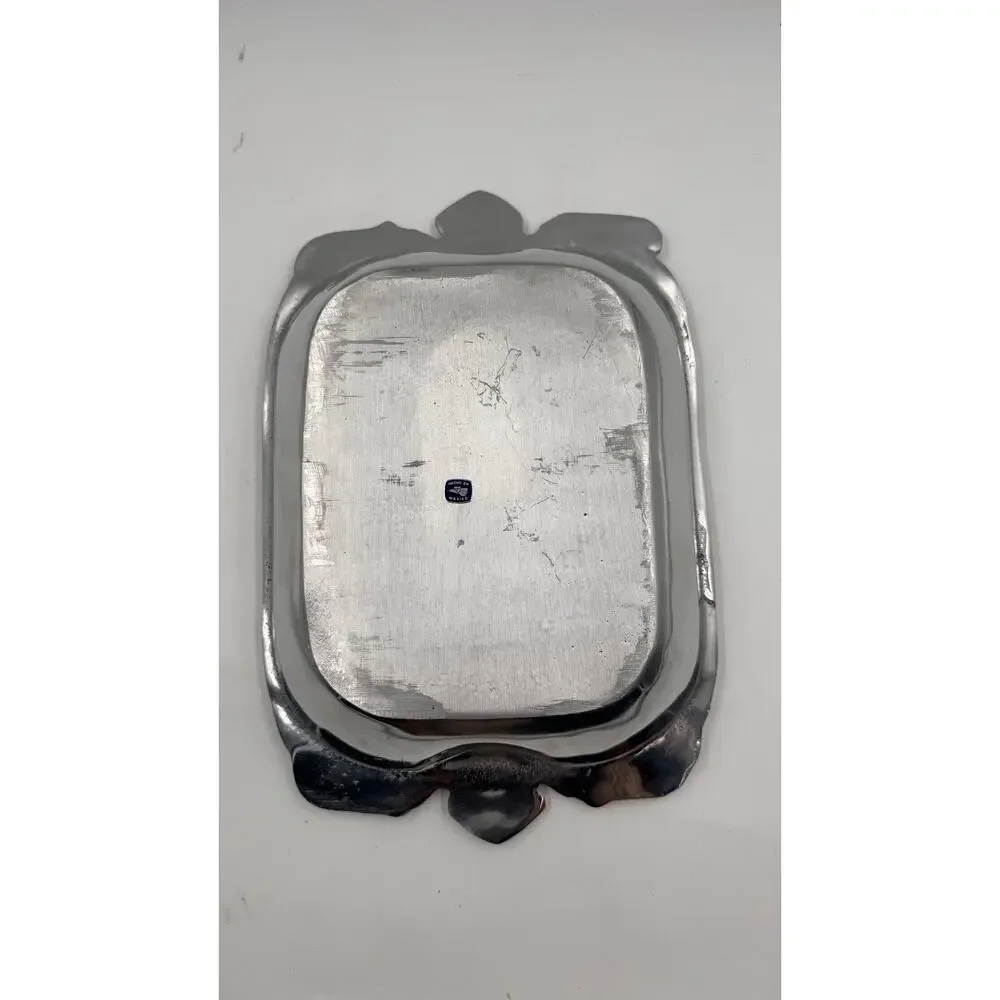 Vintage Mexican Aluminum Serving Dish/Tray with Flier de Lis Handles